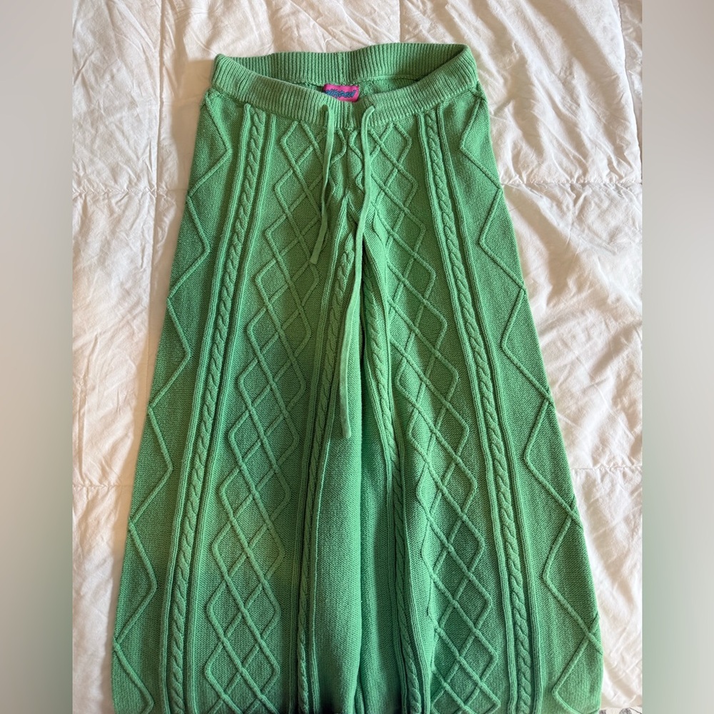 Edikted Green Cable Knit Pants